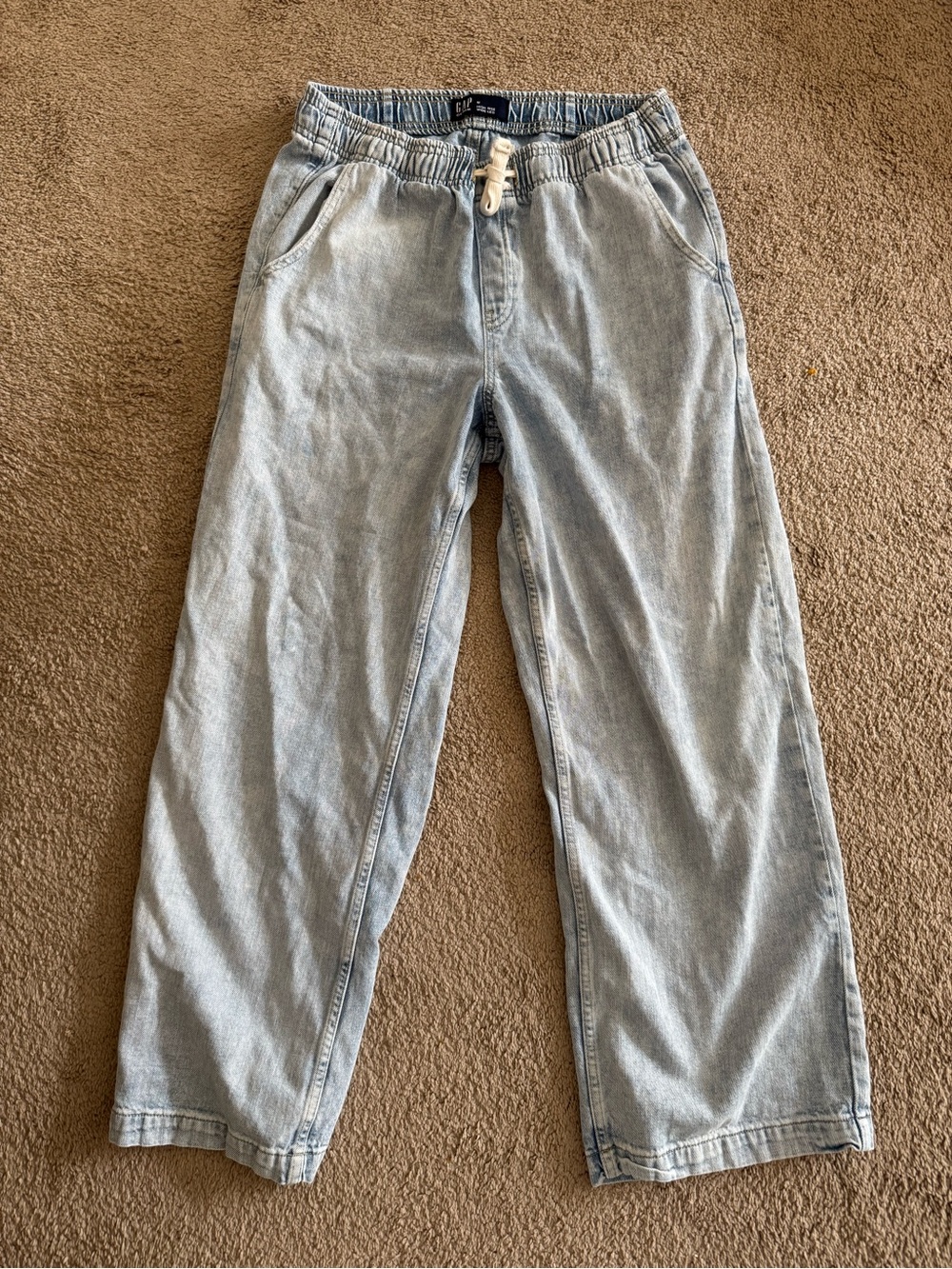 GAP Light Blue High-Rise Wide-Leg Denim Pants